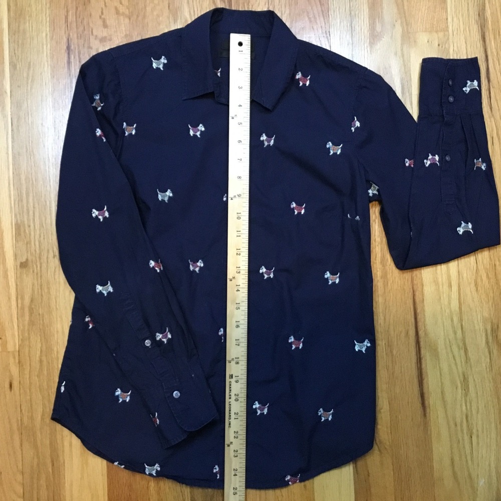 Woman's J Crew Perfect Shirt In Dog Days Embroidery Scottish Terrier Size 2 - Picture 3 of 8